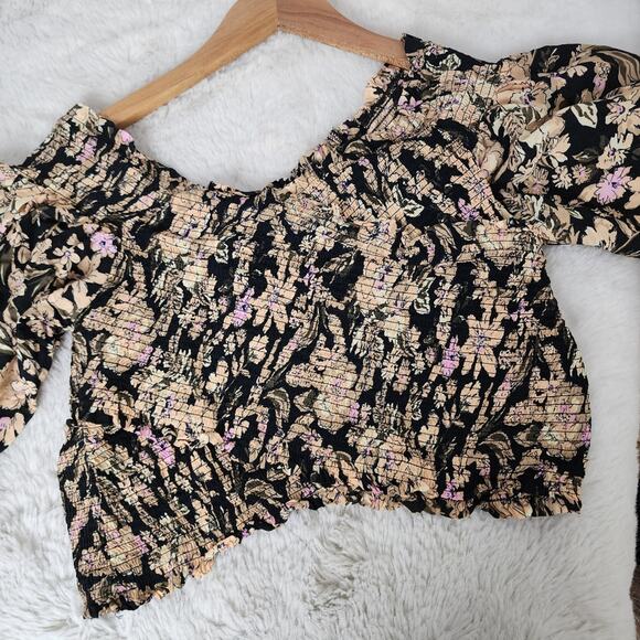 Free People East To West Smocked Floral Off-Shoulder Long Sleeve Top - Picture 7 of 14